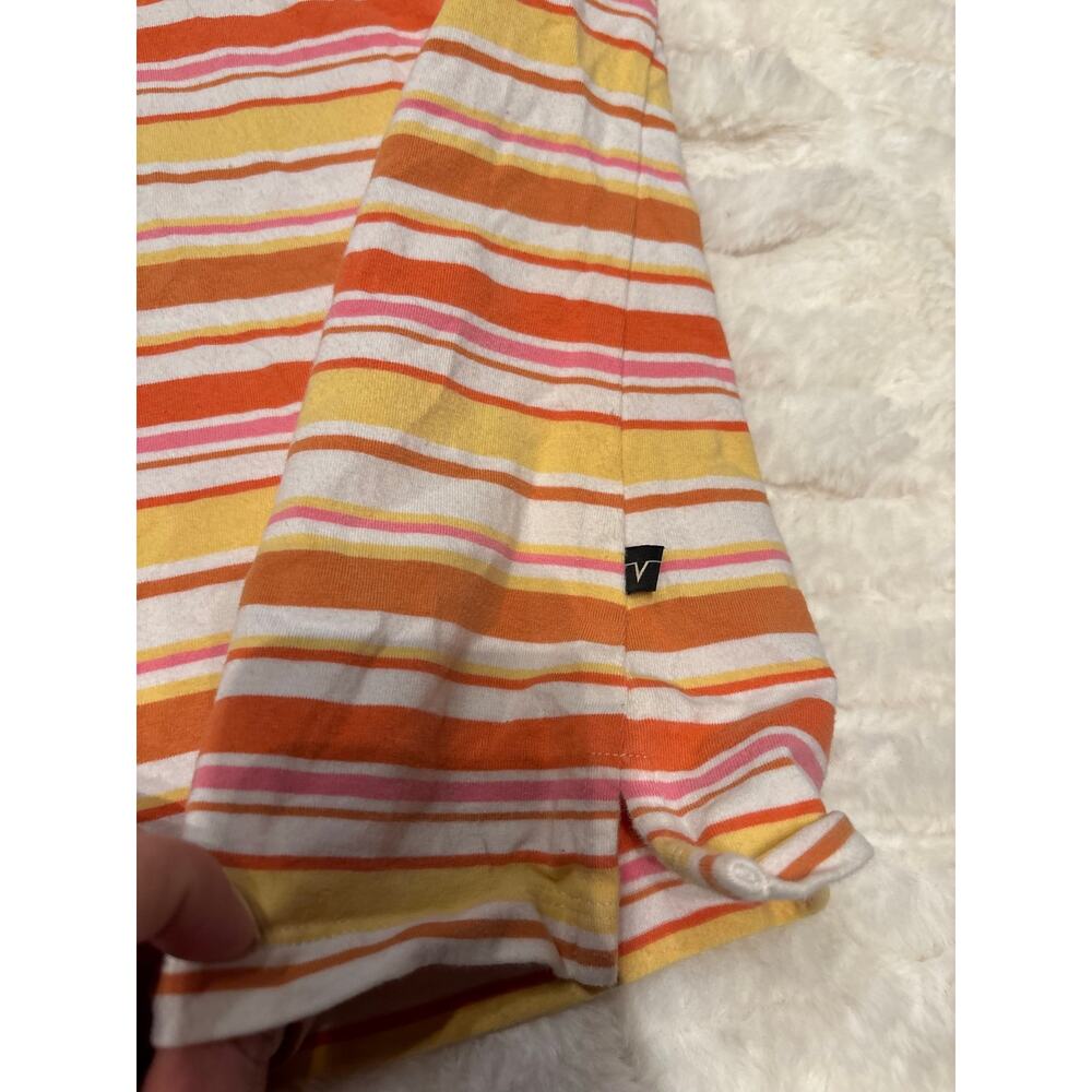 Venezia Women's Plus 14/16 Orange Striped Polo Top Preppy Retro - Picture 4 of 5